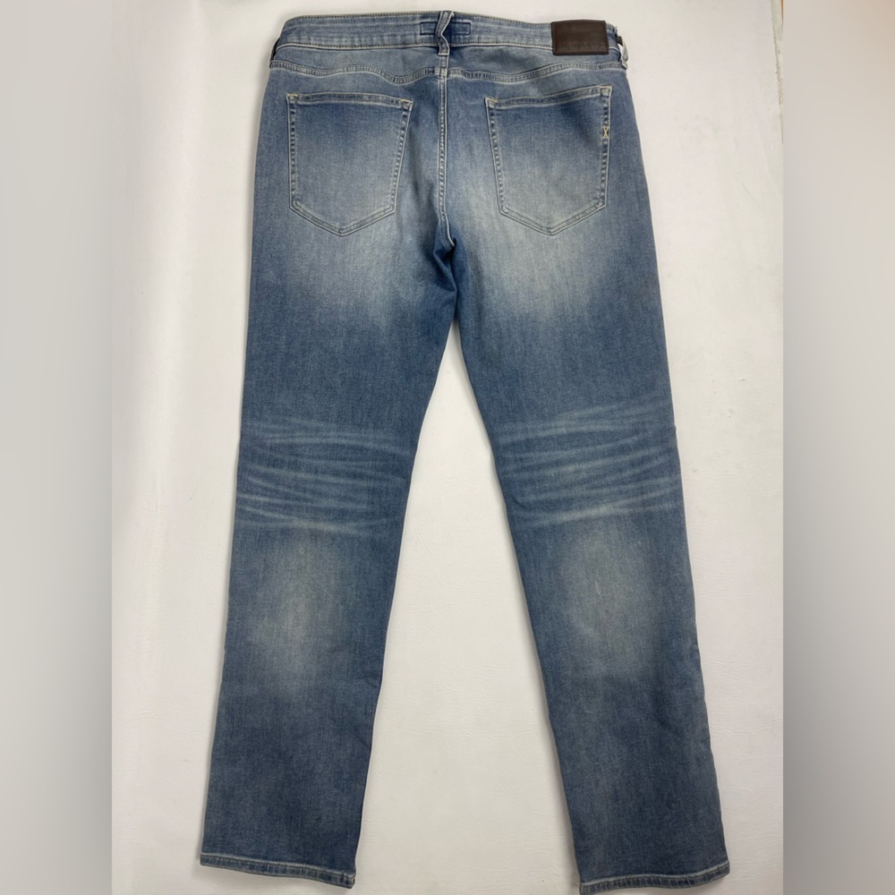 Express Hyper Stretch Distressed Slim Straight Jeans Mens 36x34 Blue - Picture 3 of 13